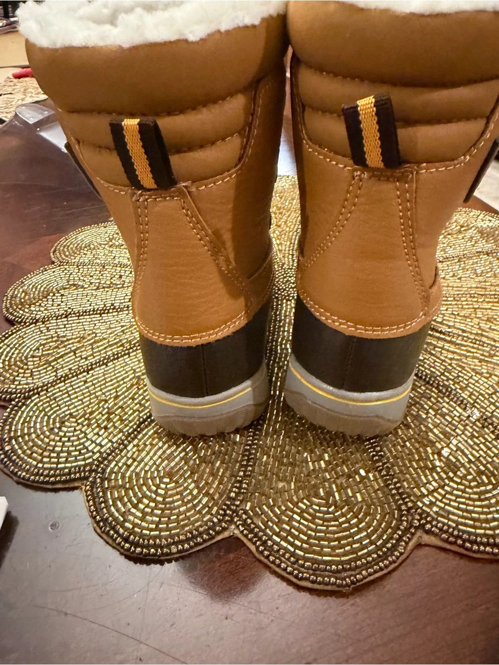 Kids Brown Winter Fun Snow Boots with Faux Fur Lining